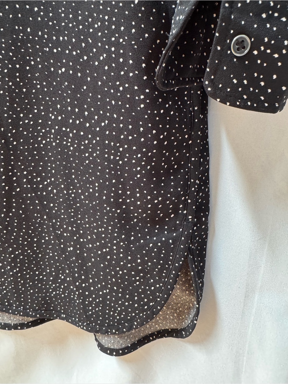 Lila Rose Black Micro Polka Dot Roll-Tab Sleeve Tunic Shirtdress‎ Size M - Picture 3 of 9